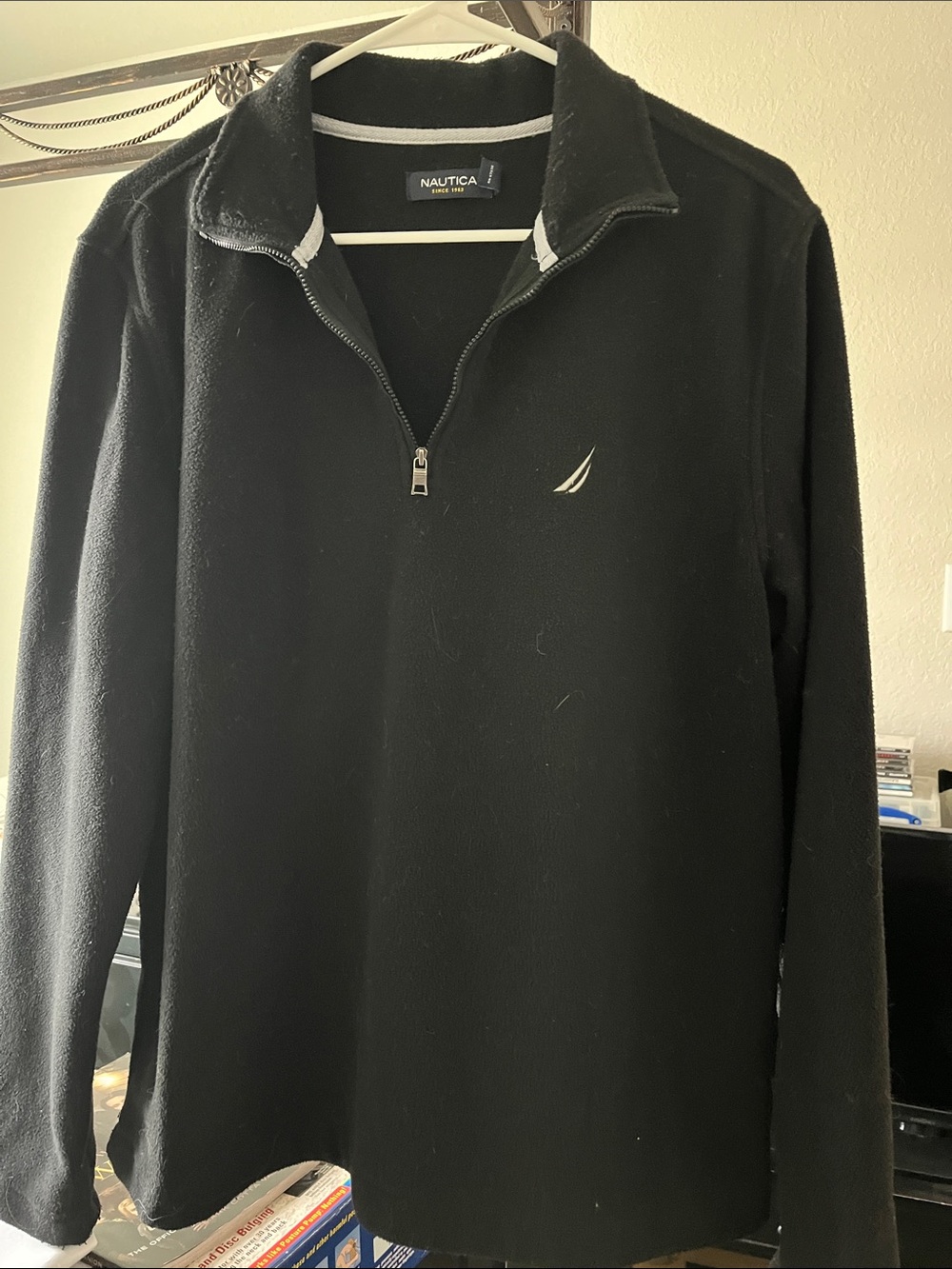 Nautica Men’s Black Half-Zip Sweater with White Logo